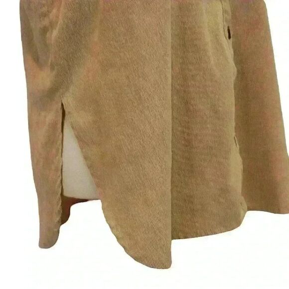 Kendall & Kylie Corduroy Boyfriend Shirt – Khaki, Size XS - Picture 7 of 10